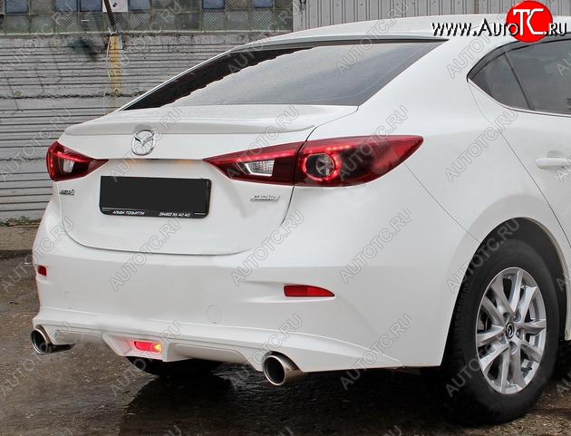 7 199 р. Диффузор заднего бампера Sport v1  Mazda 3/Axela  BM (2013-2016) дорестайлинг, хэтчбэк (Неокрашенная)  с доставкой в г. Воронеж