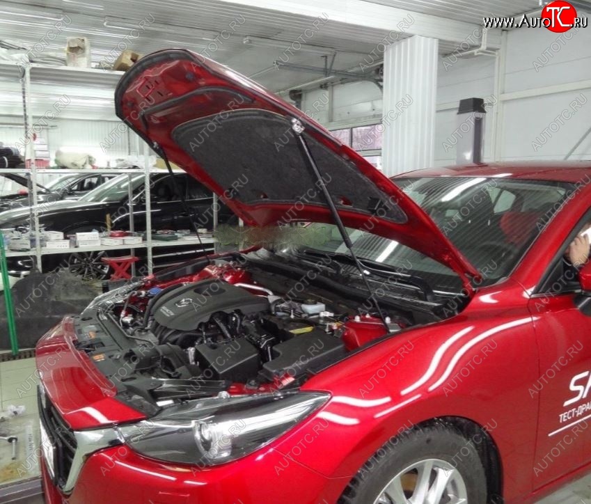 2 049 р. Упор капота Russtal Mazda 3/Axela BM рестайлинг, хэтчбэк (2016-2019)  с доставкой в г. Воронеж