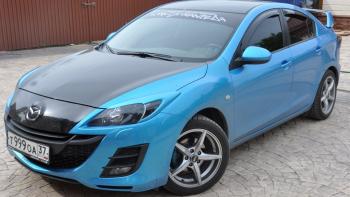 1 859 р. Реснички на фары MV-Tuning  Mazda 3/Axela  BL (2009-2013) дорестайлинг седан, дорестайлинг, хэтчбэк 5 дв., рестайлинг седан, рестайлинг, хэтчбэк (Неокрашенные)  с доставкой в г. Воронеж. Увеличить фотографию 1