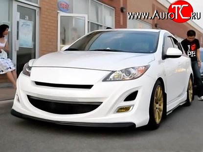 11 399 р. Передний бампер AutoEXE Mazda 3/Axela BL дорестайлинг, хэтчбэк 5 дв. (2009-2011) (Без сетки, Неокрашенный)  с доставкой в г. Воронеж