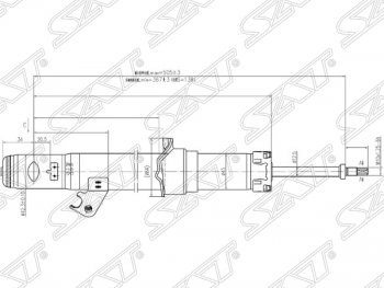 Левый амортизатор передний SAT Mazda Atenza GG седан дорестайлинг (2002-2005)
