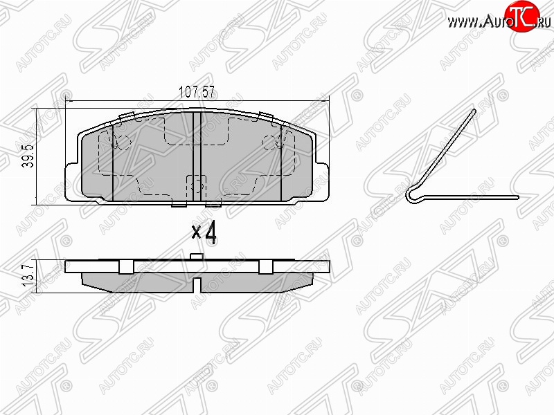 679 р. Колодки тормозные задние SAT  Mazda 323/Familia  седан - Premacy  с доставкой в г. Воронеж