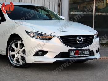 6 299 р. Клыки переднего бампера Var №2 Lite (комплектация Drive и Activ) MV-Tuning  Mazda 6  GJ (2012-2018) дорестайлинг седан, дорестайлинг универсал, 1 рестайлинг универсал, 1-ый рестайлинг седан (Неокрашенные)  с доставкой в г. Воронеж. Увеличить фотографию 1