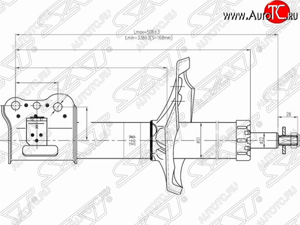 3 689 р. Левый амортизатор передний SAT  Mazda 626 ( GF,  GF,FW) - Capella  GF  с доставкой в г. Воронеж