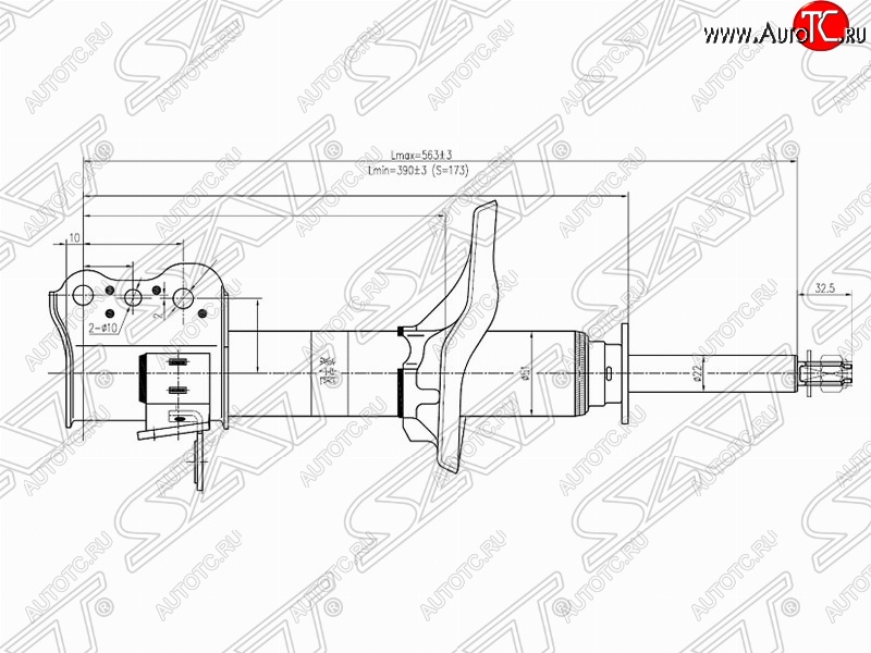 4 299 р. Левый амортизатор задний SAT Mazda 626 GF дорестайлинг седан (1997-1999)  с доставкой в г. Воронеж