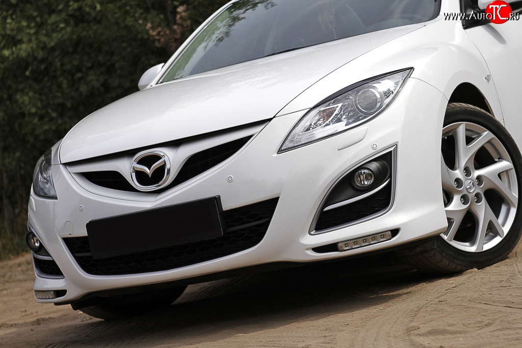 1 079 р. Реснички на фары (рестайлинг) RA Mazda 6 GH рестайлинг седан (2010-2012) (Неокрашенные)  с доставкой в г. Воронеж