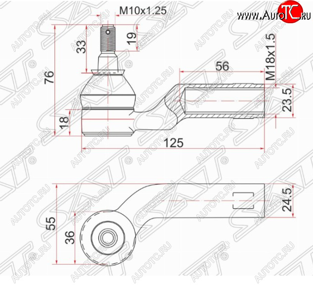 629 р. Левый наконечник рулевой тяги SAT  Mazda 3/Axela  BK - 5  с доставкой в г. Воронеж