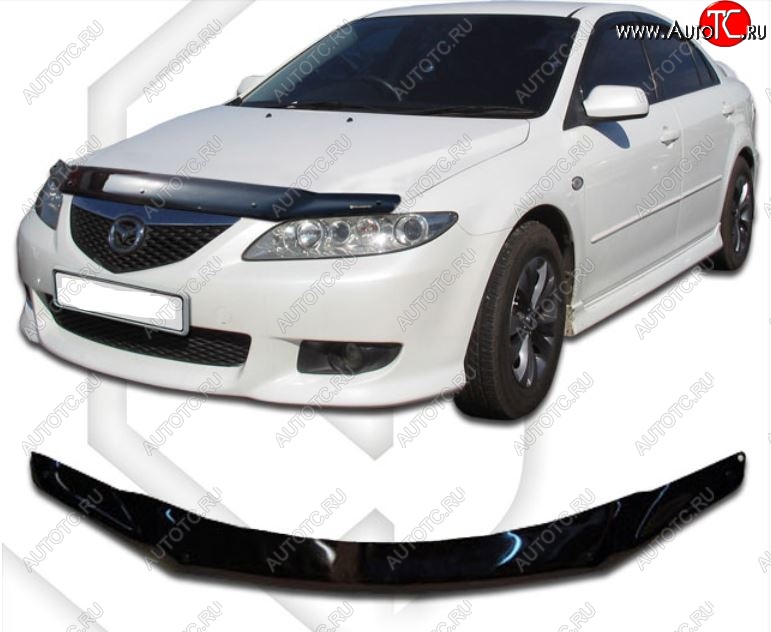 1 999 р. Дефлектор капота CA-Plastiс Mazda Atenza GG лифтбэк дорестайлинг (2002-2005) (Classic черный, Без надписи)  с доставкой в г. Воронеж