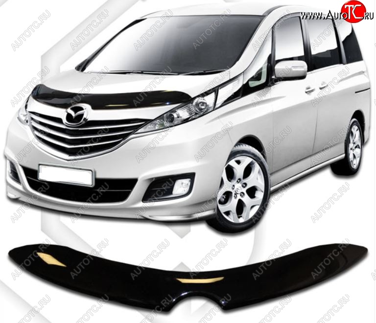 1 999 р. Дефлектор капота CA-Plastic Mazda Biante (2008-2018) (Classic черный, Без надписи)  с доставкой в г. Воронеж