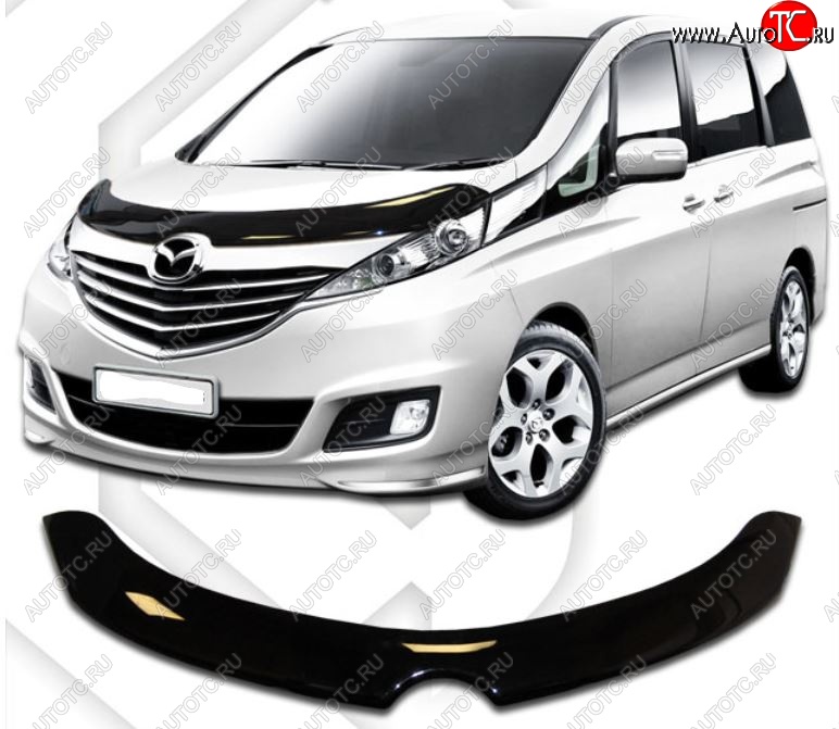 2 199 р. Дефлектор капота CA-Plastiс exclusive  Mazda Biante (2008-2018) (Classic черный, Без надписи)  с доставкой в г. Воронеж