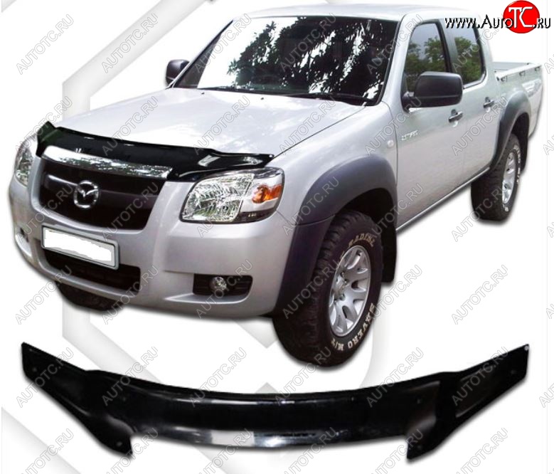 2 199 р. Дефлектор капота CA-Plastic Mazda BT-50 (2006-2011) (Classic черный, Без надписи)  с доставкой в г. Воронеж