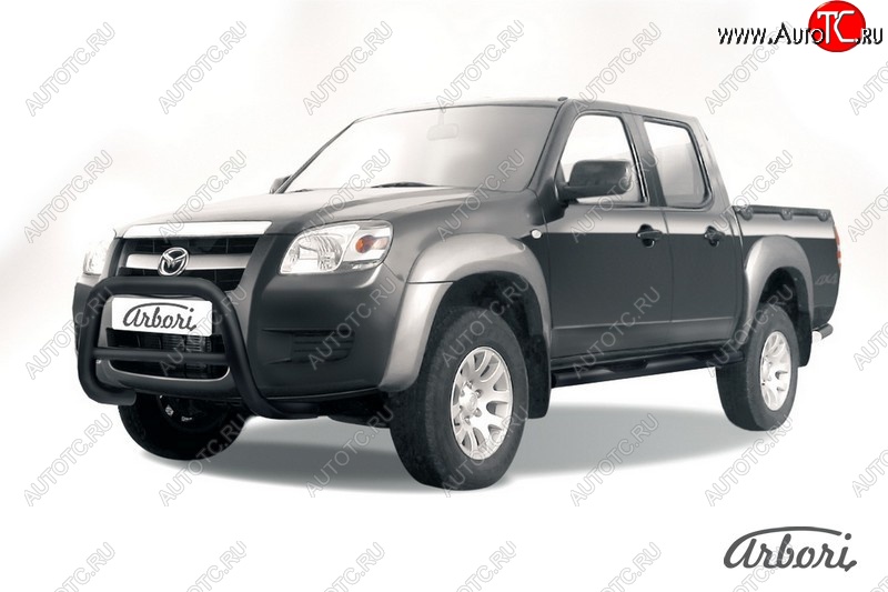 16 289 р. Защита переднего бампера Arbori (низкая, черная, 1 труба d57 mm). Mazda BT-50 (2006-2011)  с доставкой в г. Воронеж