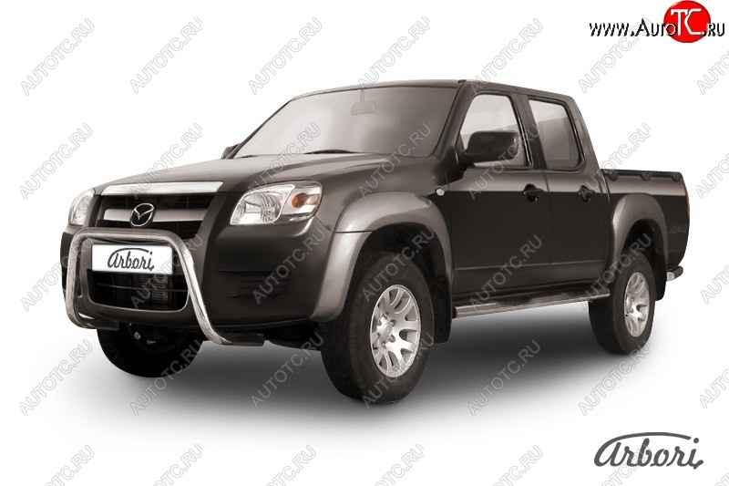 22 139 р. Защита переднего бампера Arbori (низкая - mini, нержавейка, 1 труба d57 mm).  Mazda BT-50 (2006-2011)  с доставкой в г. Воронеж
