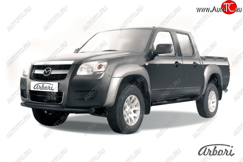 7 703 р. Защита переднего бампера Arbori (черная, 2 трубы d57 и 57 mm) Mazda BT-50 (2006-2011)  с доставкой в г. Воронеж