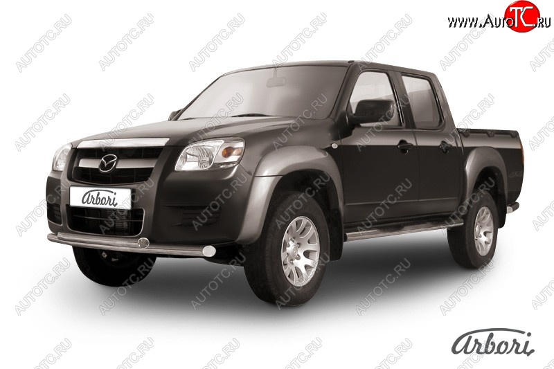 14 579 р. Защита переднего бампера Arbori (нержавейка, 2 трубы d57 mm) Mazda BT-50 (2006-2011)  с доставкой в г. Воронеж