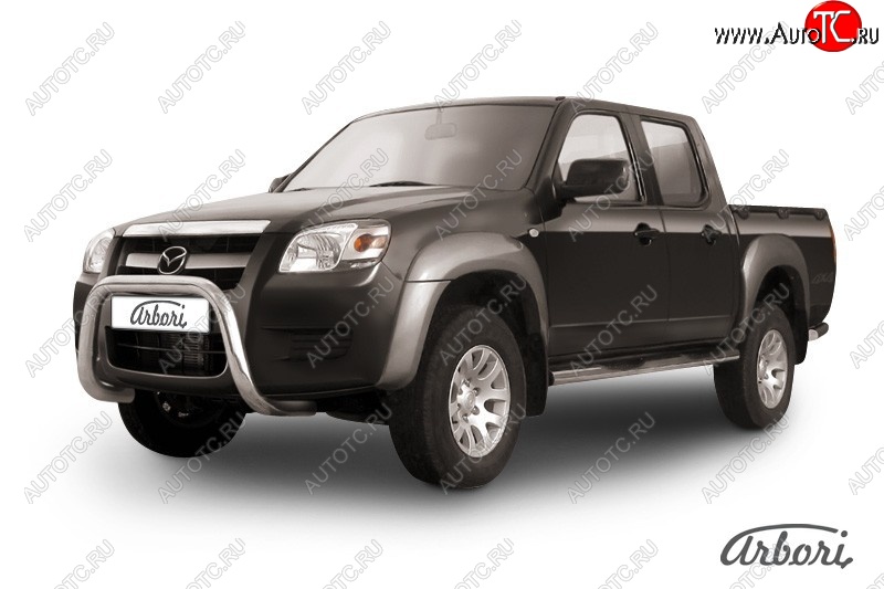 29 357 р. Защита переднего бампера Arbori (низкая - mini, нержавейка, 1 труба d76 mm).  Mazda BT-50 (2006-2011)  с доставкой в г. Воронеж