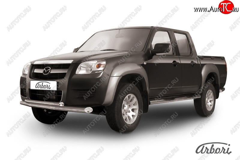 15 749 р. Защита переднего бампера Arbori (нержавейка, 2 трубы d76 и 57 mm) Mazda BT-50 (2006-2011)  с доставкой в г. Воронеж