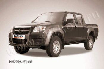 7 599 р. Защита переднего бампер Slitkoff  Mazda BT-50 (2006-2015) (Цвет: серебристый)  с доставкой в г. Воронеж. Увеличить фотографию 1