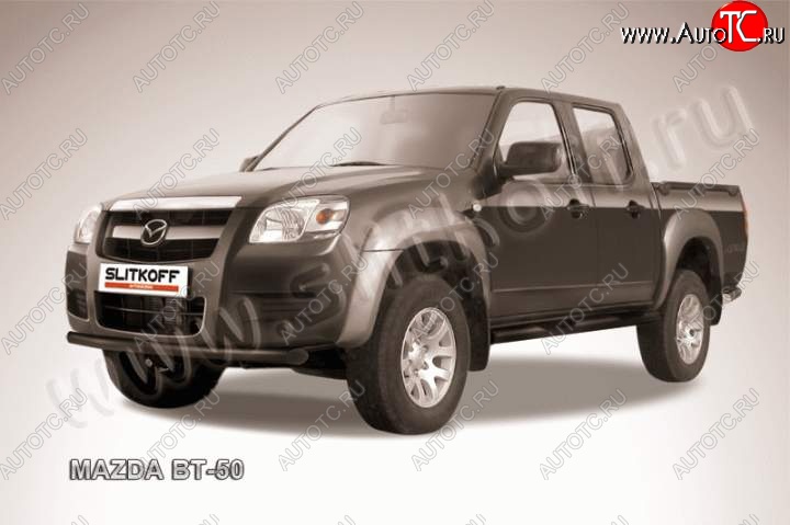 7 599 р. Защита переднего бампер Slitkoff Mazda BT-50 (2006-2011) (Цвет: серебристый)  с доставкой в г. Воронеж