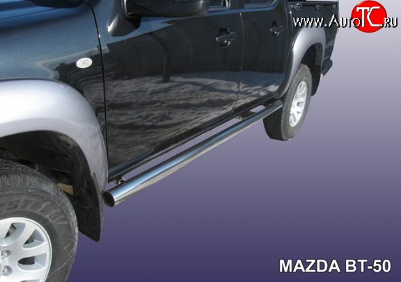17 299 р. Защита порогов из круглой трубы диаметром 57 мм Slitkoff Mazda BT-50 (2006-2011) (Нержавейка, Полированная)  с доставкой в г. Воронеж
