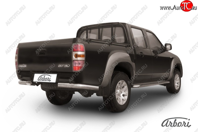 12 509 р. Защита заднего бампера Arbori (уголки, нержавейка, 1 труба d76 mm).  Mazda BT-50 (2006-2011)  с доставкой в г. Воронеж