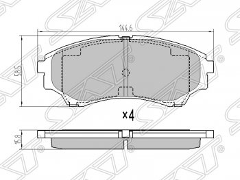 1 099 р. Колодки тормозные SAT (передние, 144,6х58,5х15,8 мм)  Mazda BT-50 (2006-2015)  с доставкой в г. Воронеж. Увеличить фотографию 1