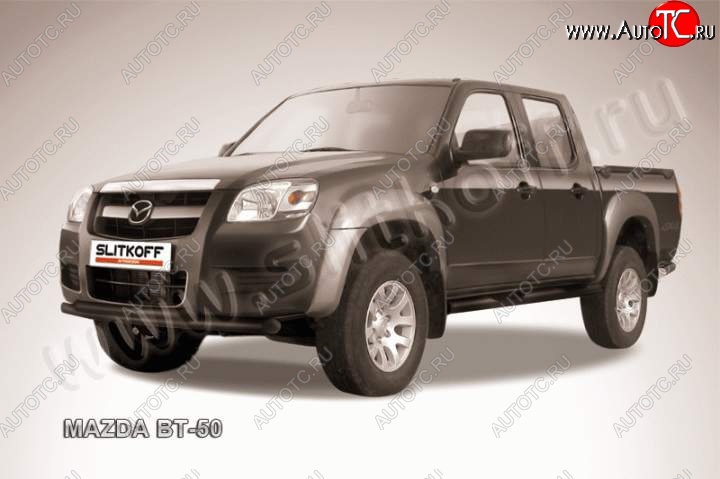 10 299 р. Защита переднего бампер Slitkoff  Mazda BT-50 (2011-2015) (Цвет: серебристый)  с доставкой в г. Воронеж