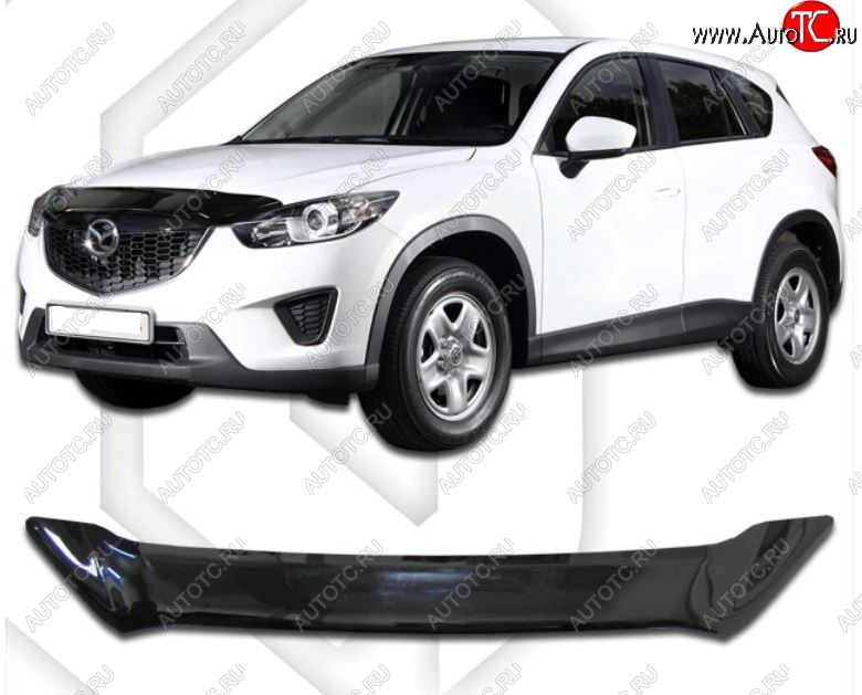 1 999 р. Дефлектор капота CA-Plastic  Mazda CX-5  KE (2011-2017) дорестайлинг, рестайлинг (Classic черный, Без надписи)  с доставкой в г. Воронеж