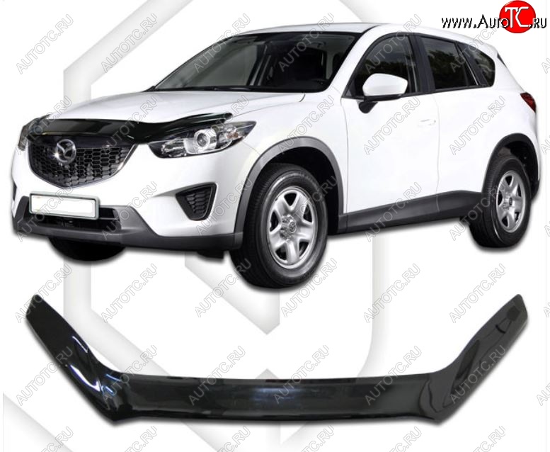2 199 р. Дефлектор капота CA-Plastiс exclusive  Mazda CX-5  KE (2011-2017) дорестайлинг, рестайлинг (Classic черный, Без надписи)  с доставкой в г. Воронеж