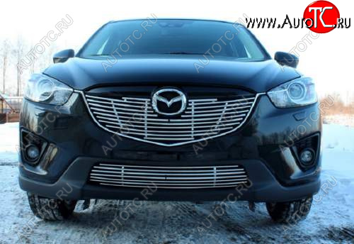 3 968 р. Декоративный элемент воздухозаборника Souz96 нержавеющая сталь Mazda CX-5 KE дорестайлинг (2011-2014) (Черная 10 мм)  с доставкой в г. Воронеж