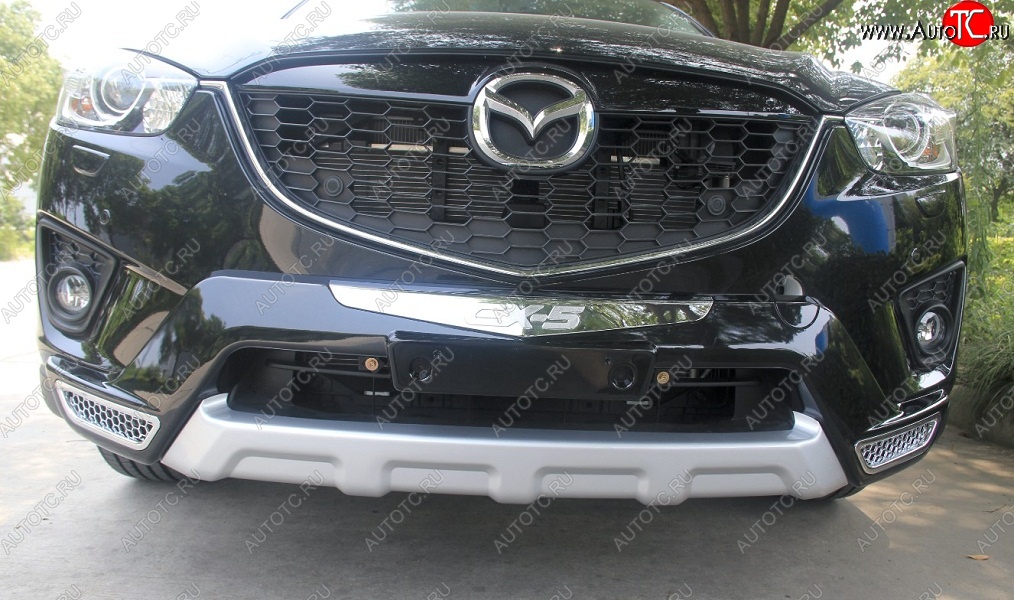 5 449 р. Накладка на передний бампер SuvStyle Mazda CX-5 KE дорестайлинг (2011-2014) (Неокрашенная)  с доставкой в г. Воронеж