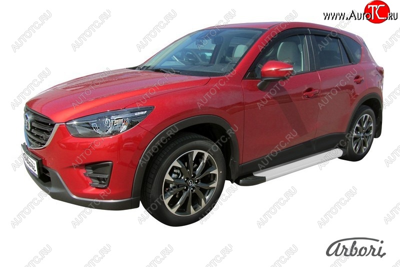 22 849 р. Порожки для ног Arbori Optima Silver  Mazda CX-5  KE (2011-2017) дорестайлинг, рестайлинг  с доставкой в г. Воронеж