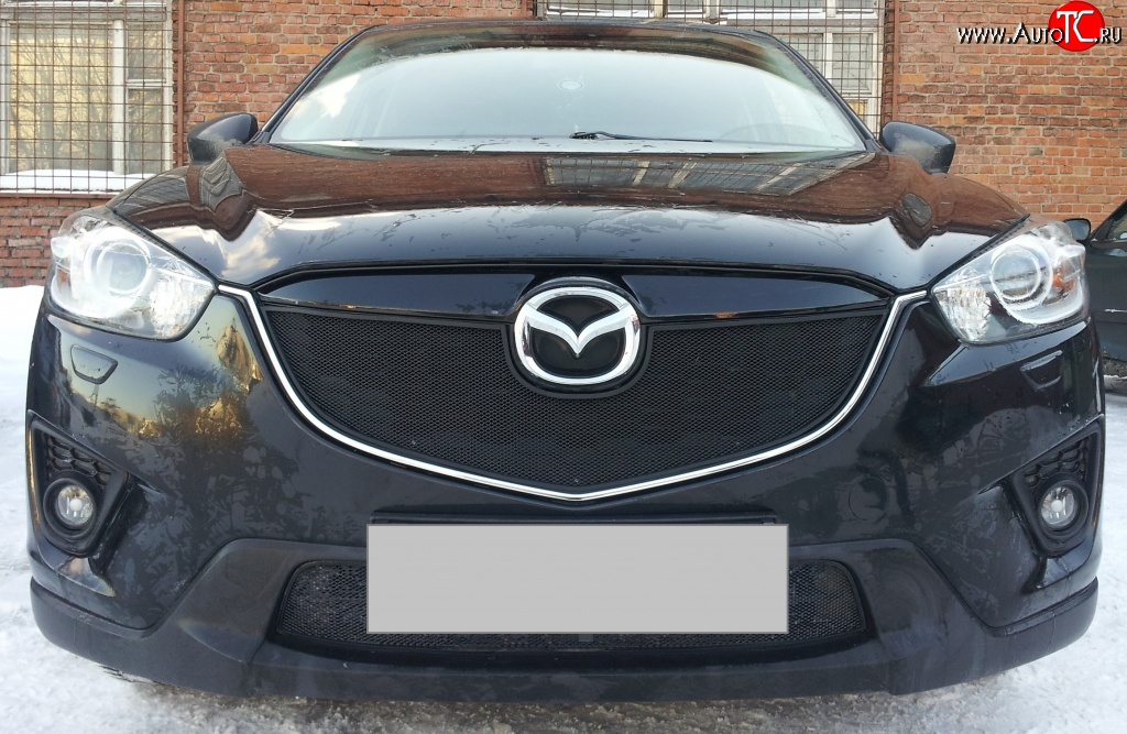 2 299 р. Нижняя сетка на бампер Russtal (черная) Mazda CX-5 KE дорестайлинг (2011-2014)  с доставкой в г. Воронеж