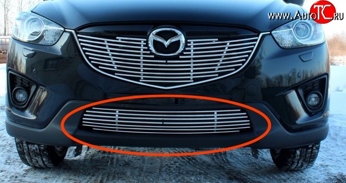 4 049 р. Декоративные элементы воздухозаборника Souz-96 Mazda CX-5 KE дорестайлинг (2011-2014) (Хром 10 мм)  с доставкой в г. Воронеж