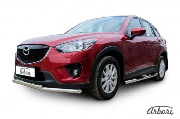 15 182 р. Защита переднего бампера Arbori (нержавейка, 2 трубы d57 и 42 mm)  Mazda CX-5  KE (2011-2017) дорестайлинг, рестайлинг  с доставкой в г. Воронеж. Увеличить фотографию 2