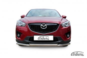 15 182 р. Защита переднего бампера Arbori (нержавейка, 2 трубы d57 и 42 mm)  Mazda CX-5  KE (2011-2017) дорестайлинг, рестайлинг  с доставкой в г. Воронеж. Увеличить фотографию 1