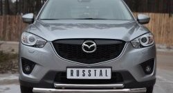 16 849 р. Защита переднего бампера (2 трубыØ63 и 42 мм, нержавейка) SLITKOFF  Mazda CX-5  KE (2011-2017) дорестайлинг, рестайлинг  с доставкой в г. Воронеж. Увеличить фотографию 1