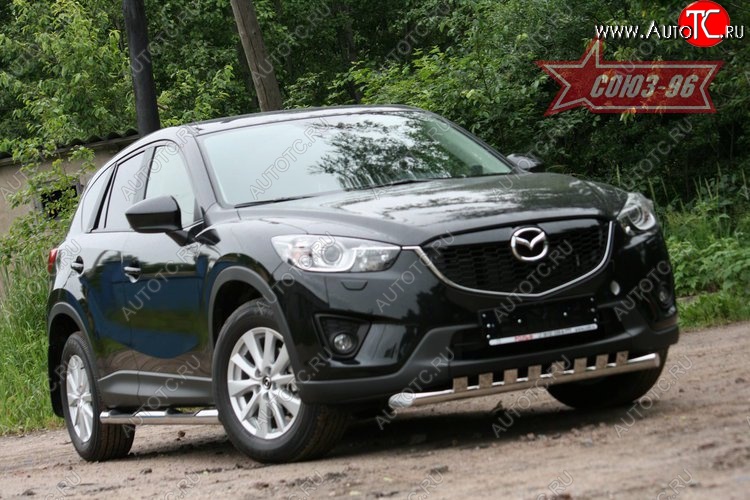 22 994 р. Защита переднего бампера с декоративными элементами (d60) Souz-96  Mazda CX-5  KE (2011-2017) дорестайлинг, рестайлинг  с доставкой в г. Воронеж