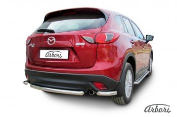 17 299 р. Защита заднего бампера Arbori (короткая, нержавейка, 1 труба d57 mm). Mazda CX-5 KE дорестайлинг (2011-2014)  с доставкой в г. Воронеж. Увеличить фотографию 2