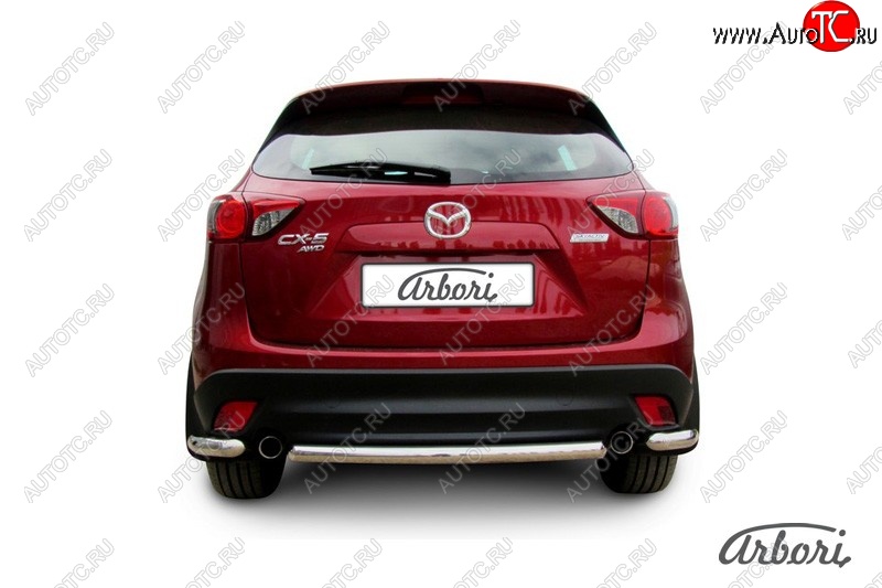 17 299 р. Защита заднего бампера Arbori (короткая, нержавейка, 1 труба d57 mm). Mazda CX-5 KE дорестайлинг (2011-2014)  с доставкой в г. Воронеж