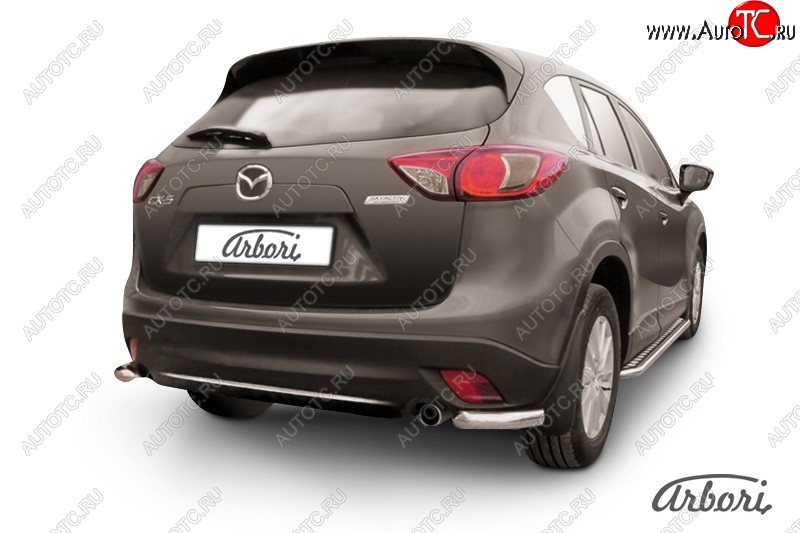 3 099 р. Защита заднего бампера Arbori (нержавейка, 1 труба d57 mm). Mazda CX-5 KE дорестайлинг (2011-2014)  с доставкой в г. Воронеж