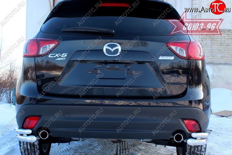 22 409 р. Защита заднего бампера из боковых уголков Souz-96 (d60/42) Mazda CX-5 KE дорестайлинг (2011-2014)  с доставкой в г. Воронеж