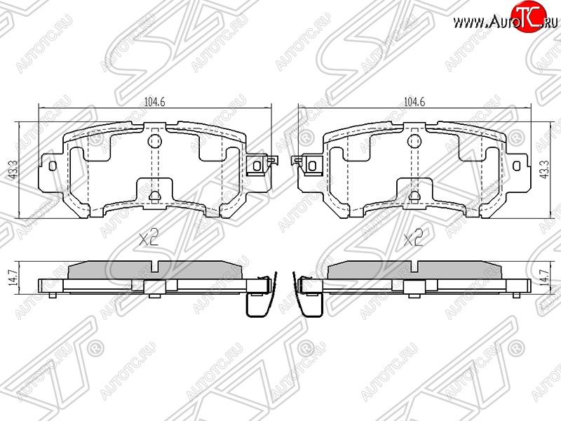 739 р. Колодки тормозные задние SAT   Mazda CX-5  KE (2011-2017) дорестайлинг, рестайлинг  с доставкой в г. Воронеж