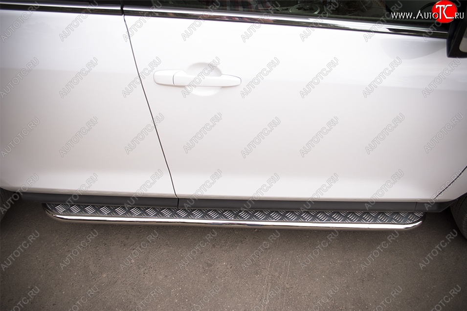 24 649 р. Порожки для ног (Ø42) SLITKOFF Mazda CX-7 ER рестайлинг (2010-2012) (лист - алюминий, профиль - нержавейка)  с доставкой в г. Воронеж
