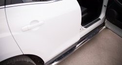 83 999 р. Защита порогов с пластиковыми вставками для ног из круглой трубы диаметром 76 мм Russtal Mazda CX-7 ER рестайлинг (2010-2012) (Защита порогов с со скосами на торцах (вариант 1))  с доставкой в г. Воронеж. Увеличить фотографию 7