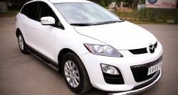 83 999 р. Защита порогов с пластиковыми вставками для ног из круглой трубы диаметром 76 мм Russtal Mazda CX-7 ER рестайлинг (2010-2012) (Защита порогов с со скосами на торцах (вариант 1))  с доставкой в г. Воронеж. Увеличить фотографию 8