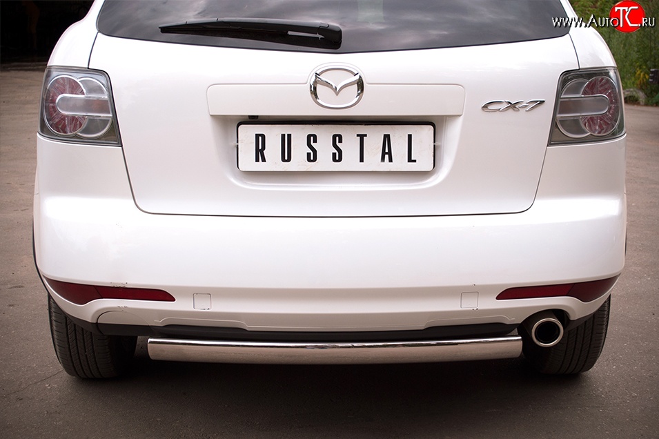 18 549 р. Защита заднего бампера (Ø75x42 мм, нержавейка) Russtal Mazda CX-7 ER рестайлинг (2010-2012)  с доставкой в г. Воронеж