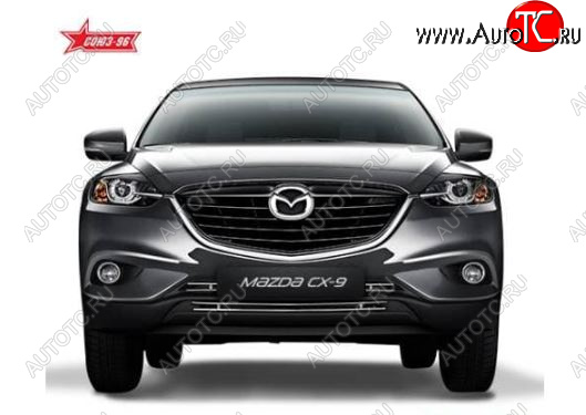4 004 р. Декоративный элемент воздухозаборника Souz96  Mazda CX-9  TC (2015-2025) дорестайлинг (Черная 16 мм)  с доставкой в г. Воронеж