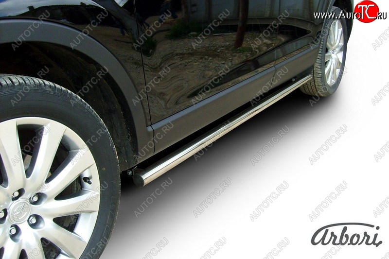 11 609 р. Защита штатных порогов Arbori (нержавейка, d57 mm). Mazda CX-9 TB дорестайлинг (2007-2009)  с доставкой в г. Воронеж