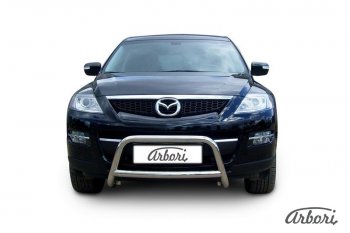 Защита переднего бампера Arbori (низкая, нержавейка, 1 труба d57 mm). Mazda CX-9  TB (2007-2012) дорестайлинг, 1-ый рестайлинг
